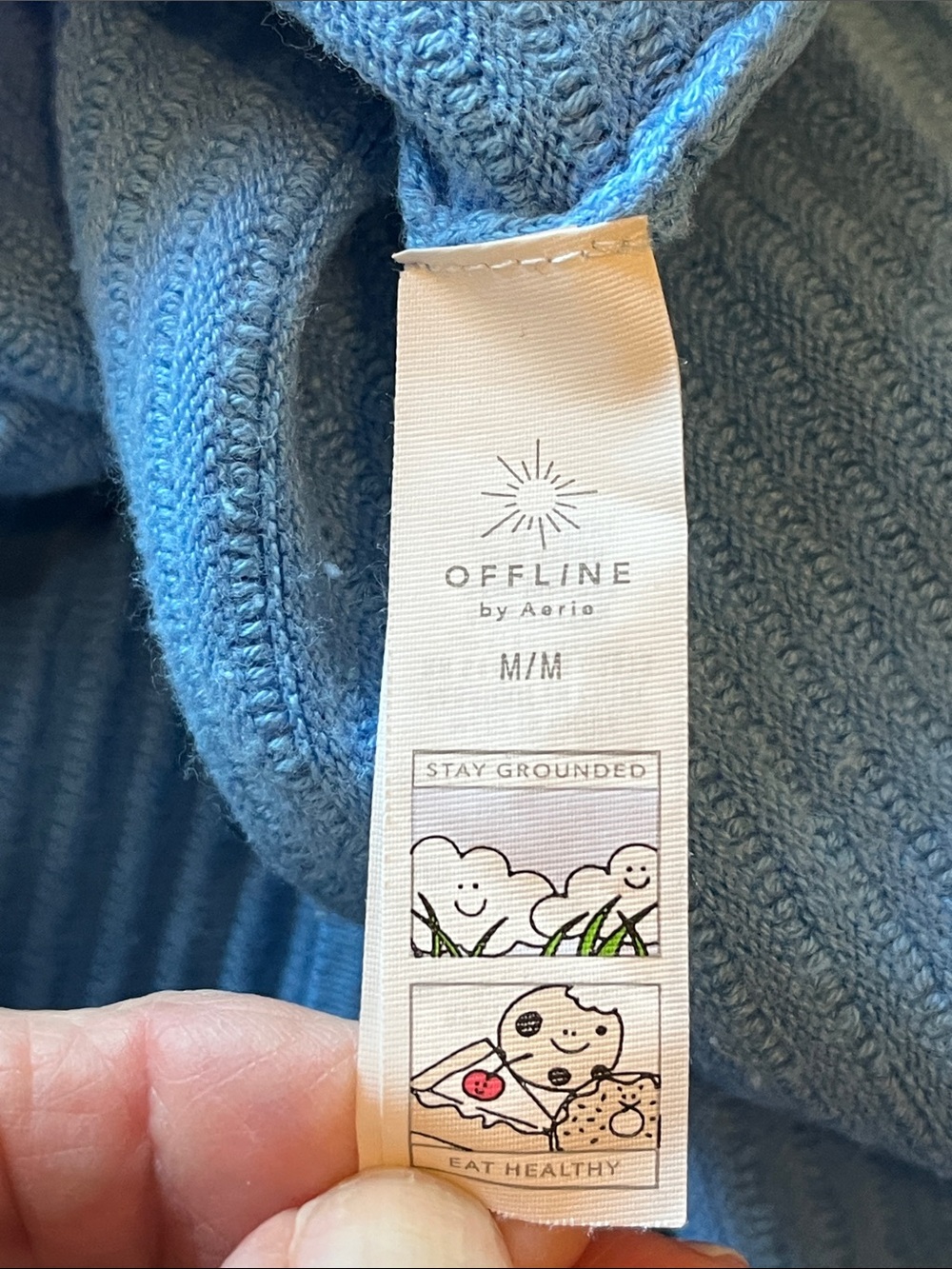 OFFLINE by Aerie M Sky Blue Ribbed Cropped Sweater - Picture 3 of 6